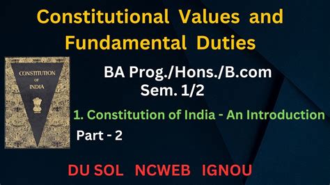 Du Sol Constitutional Values And Fundamental Duties Unit 1 Ba Prog