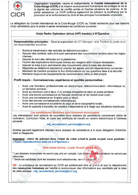 La D L Gation Du Comit International De La Croix Rouge Cicr Recrute