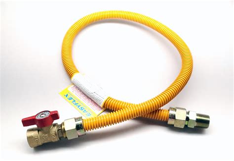 Easyflex Yellow Coated Gas Connector W Valve Mip X Fip X