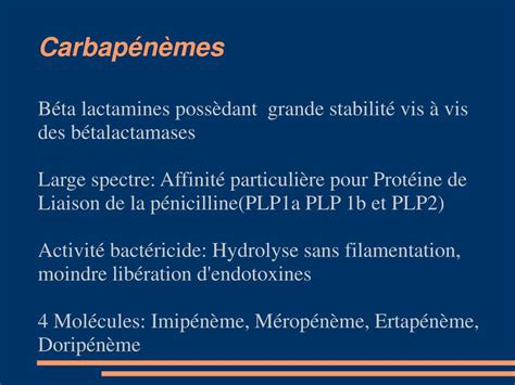 PPT Spectre et place des carbapénèmes dans le traitement des