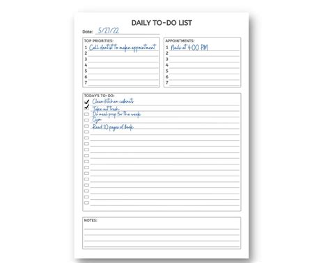 daily   list template daily task printable  instant