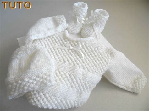 TUTO Tricot bébé TROUSSEAU brassière bonnet chaussons bb