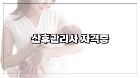 산후관리사 자격증 시험안내 시험과목 응시자격 업무 및 급여 산후도우미 How To