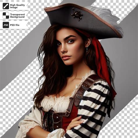 Premium Psd Psd Portrait Of A Woman Pirate On Transparent Background