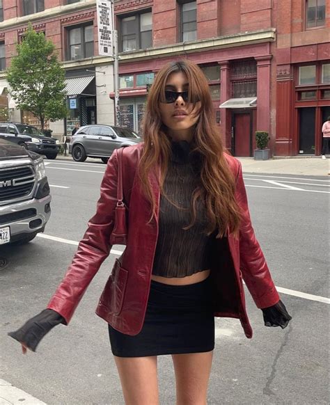 Red Leather Jacket Outfit Casual Outfits Outfit Inspo Fall Fashion Inspo Outfits