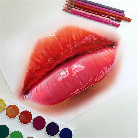 Colored Pencil Lip Study On Behance