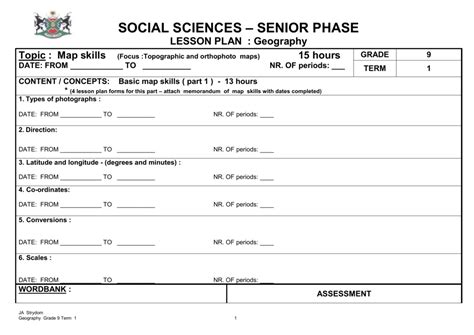 Mapwork worksheet worcester