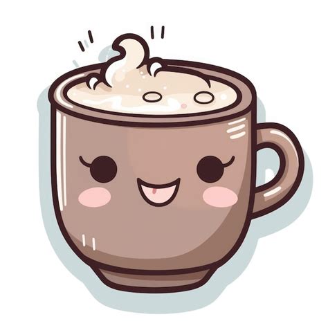 Premium AI Image Heartwarming Delight Kawaii Hot Cocoa Sticker For Joyful Souls
