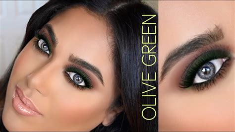 DARK OLIVE GREEN SMOKEY EYE MAKEUP NUDE LIPS YouTube