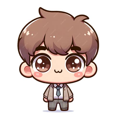 premium photo illustration   chibi school boy character   white