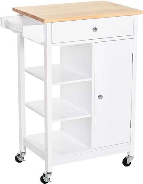 Carrello Da Cucina Salvaspazio In Legno Mdf Bianco Homcom It