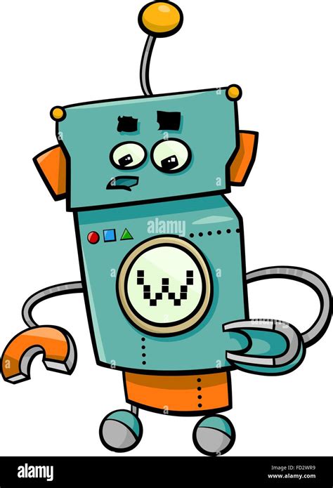 Cartoon Illustration Of Robot Or Droid Comic Character Stock Vector