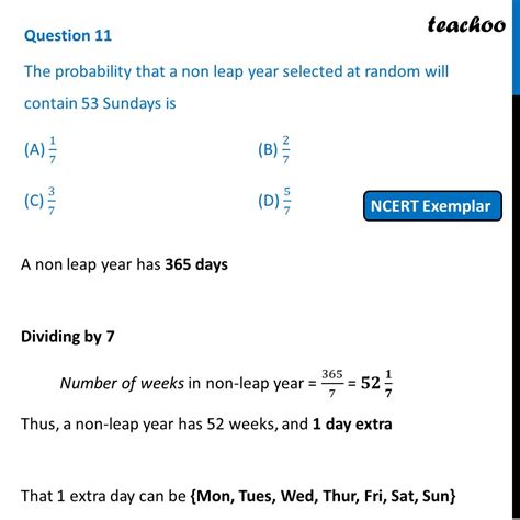 The Probability That A Non Leap Year Will Contain 53 Sundays Is MCQ