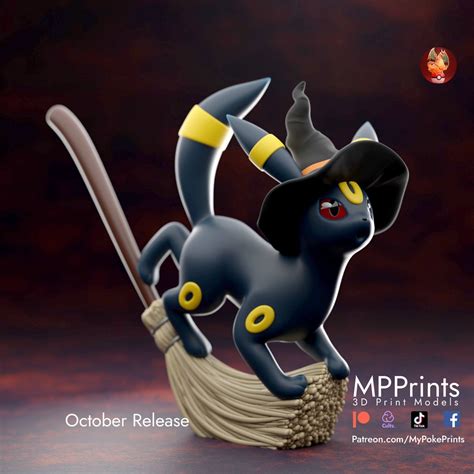 Pokemon Umbreon On Broom Fan Made Figure Mypokeprints 3D Printed Model