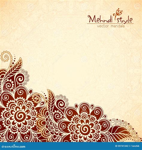 Floral Vintage Ethnic Background In Indian Mehndi Stock Vector Illustration Of Corner