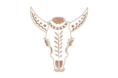 Boho Cow Skull Line Art SVG Cut file by Creative Fabrica Crafts ...