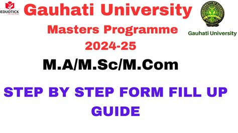 Gauhati University Pget Step By Step Form Fill Up Guide Ma Msc