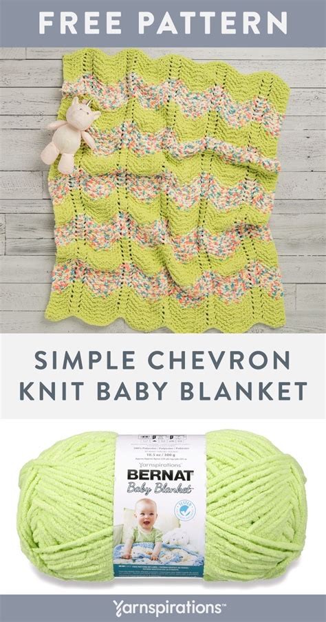 Free Easy Bernat Simple Chevron Baby Blanket Knitting Pattern Blanket