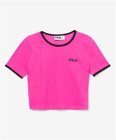 Msrp 35 Fila Pink Glow And Black Contrast Perla Crop Top Black Size Medium Nwot Ebay