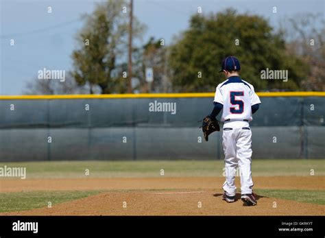 Little League Baseball Player Stock Photo Alamy