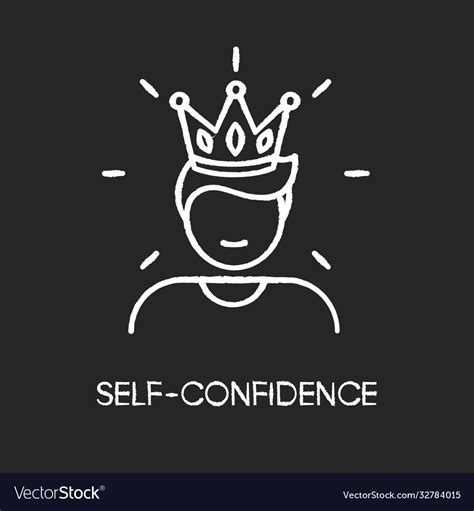 Self confidence chalk white icon on black Vector Image