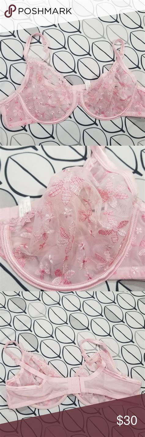 Cacique Pale Pink Floral Sheer Bra 44b Sheer Bra Pale Pink Pink Floral