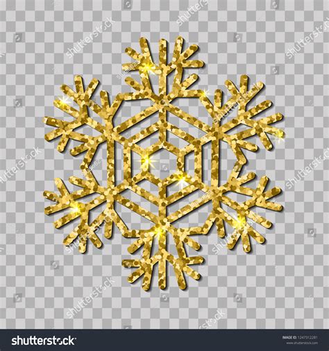 Snowflake Gold Glitter Transparent Background Design Vector De Stock