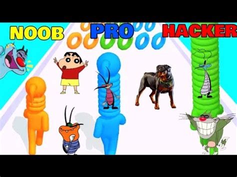 Noob Vs Pro Vs Hacker In Long Neck Run With Oggy And Jack Shinchan