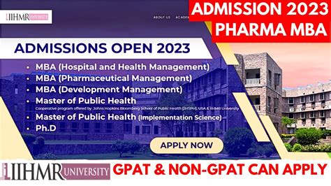 IIHMR PHARMA MBA ADMISSION 2023 Top College For Pharmaceutical MBA