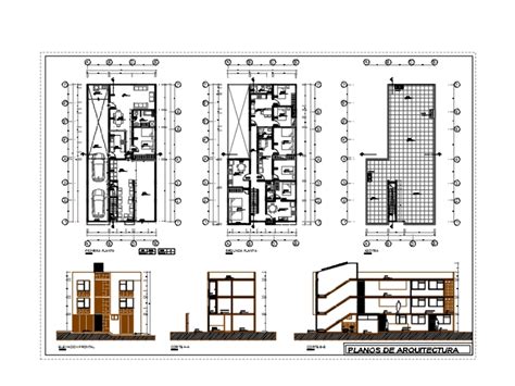 Vivienda De Tres Pisos Comercio En Autocad Cad Kb Bibliocad