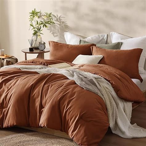 Amberspace Burnt Orange Comforter Full Size Boho Terracotta Modern Farmhouse