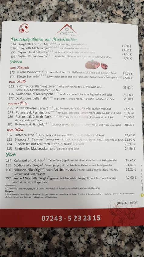 Menu At La Capannina Mamma Mia Pizzeria Waldbronn