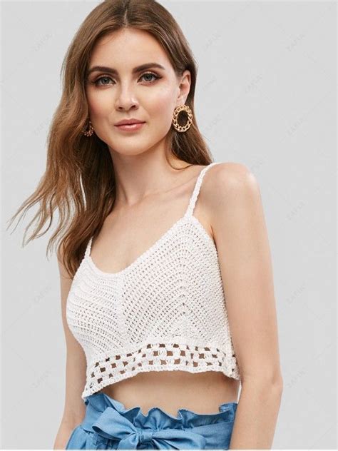 [37 Off] 2021 Beach Cropped Crochet Cami Top In White Zaful