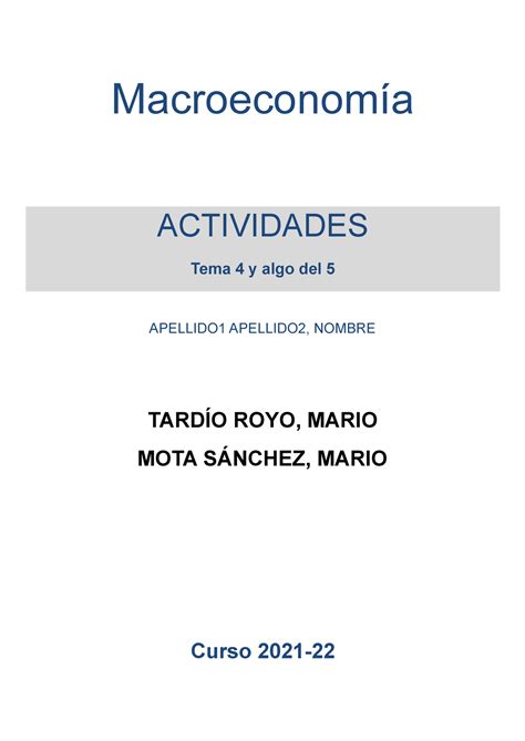 Tardioi Royo Mario AE3 Macroeconomía Macroeconomía ACTIVIDADES Tema 4