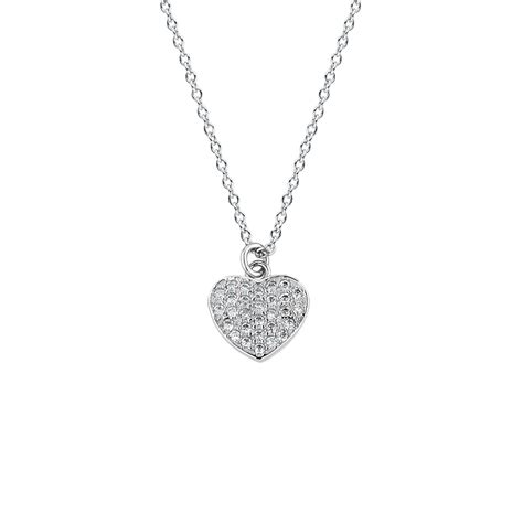 Heart Necklace With Cubic Zirconia In Sterling Silver