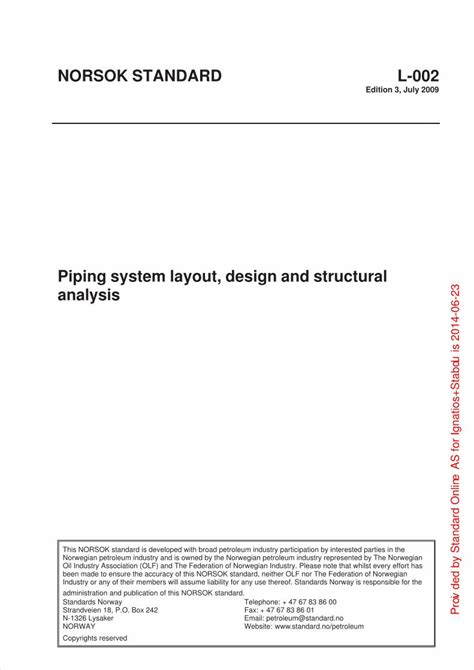 Pdf Norsok L Ed Piping System Layout Design And