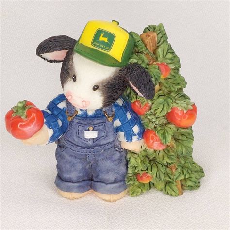 Mary S Moo Moos John Deere Country Cow Farmer Figurine Enesco