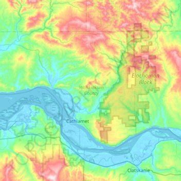 Wahkiakum County topographic map, elevation, terrain