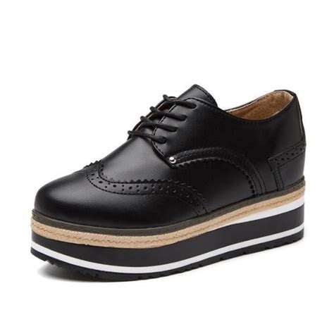 Chaussures Femme Lacets Derby Cuir Noir Noir Cdiscount Chaussures