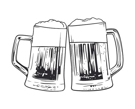 Ilustração De Duas Canecas De Cerveja Brindando Cheers Clinking Canecas