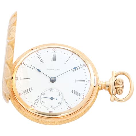 Aw Co Waltham 14 Karat Yellow Gold Circa 1890s Manual Wind Pocket Watch For Sale At 1stdibs