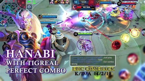 HANABI WITH TIGREAL PERFECT COMBO EPIC COMEBACK SOLO RANK S19 K D A