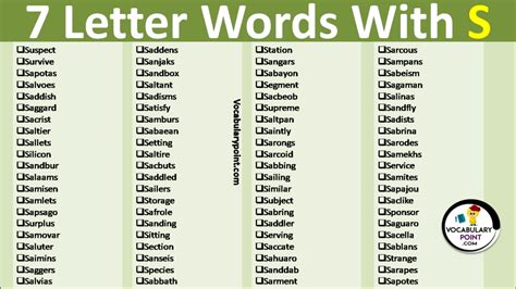 7 Letter Words With S Vocabulary Point