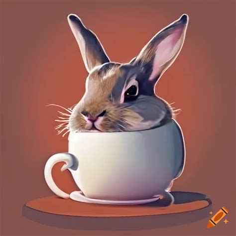 Adorable Rabbit Enjoying A Cup Of Coffee On Craiyon