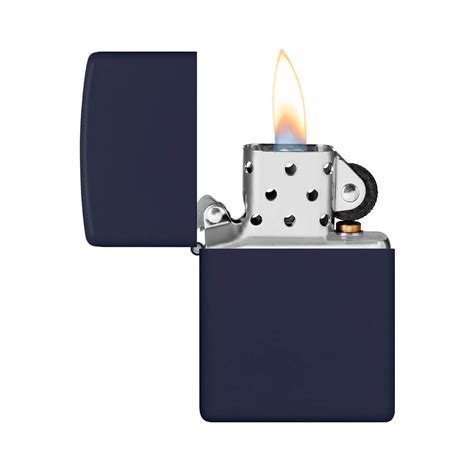 Encendedor Zippo Azul Marino Mate Con Kit De Gasolina Piedra Y Mecha