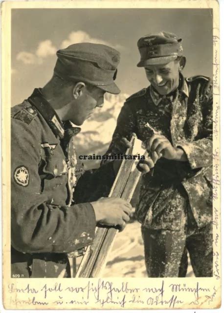 ORIG FOTO AK Postkarte Gebirgsjäger im Gebirge gel Villach