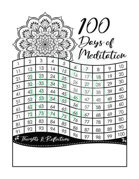 Days Of Meditation Challenge Chart Printable Pdf Etsy