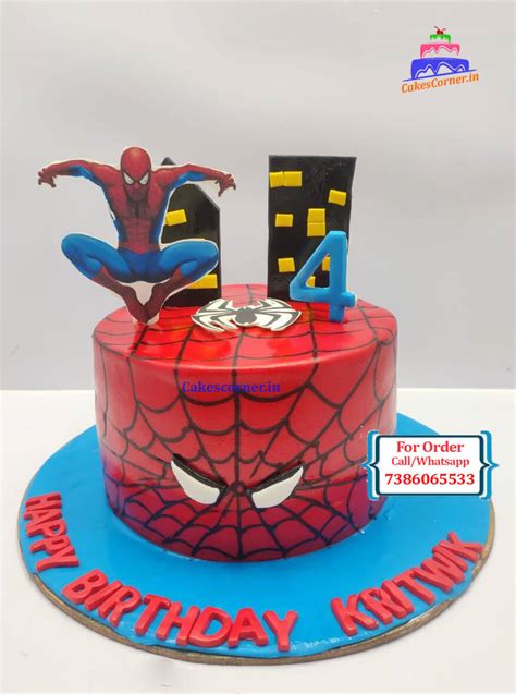 Spiderman Cake For Fourth Birthday Customized Cakes Online Hyderabad