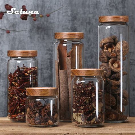 Seluna Toples Kaca Kedap Udara Canister Coffee Storage Wood Lid X