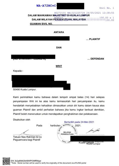 Apa Nak Buat Kalau Kena Saman Sivil Nas Rahman And Co